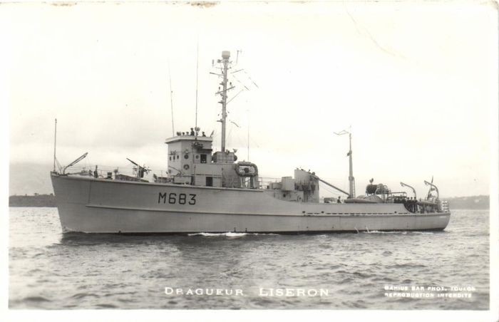 By 1974, likely still in French service, the vessel was repurposed as a diving tender and reclassified A-723, marking a shift from active minesweeping duties to support operations.
