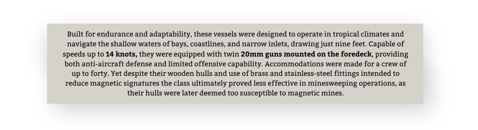 Liseron is capable of speeds up to 14 knots